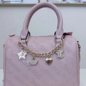 Juicy Couture Blush Pink Logo Satchel with Gold Charm Chain